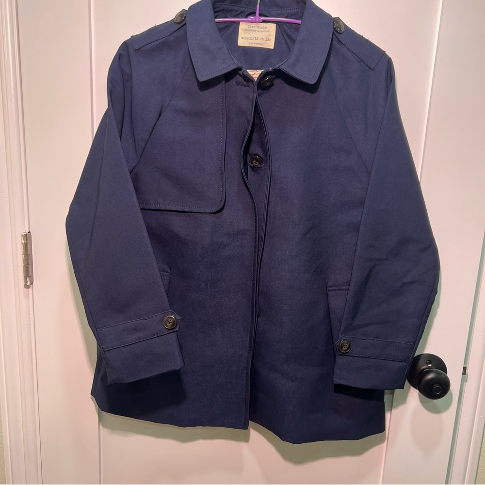 Zara Girl Outwear Collection Dark Blue Coat Size 11-12 Classic Versatile Comfy